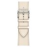 Apple Watch Hermes Series 10 46mm,  ремешок классический кожаный кремового цвета