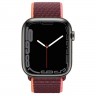 Apple Watch Series 7 45 мм, Сталь графитового цвета, спортивный браслет Сливовый