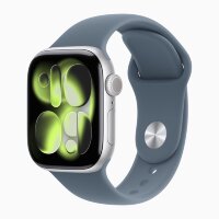 Apple Watch Series 11 42mm, Silver Aluminum Case with Sport Band - Anchor Blue