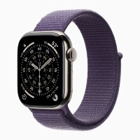 Apple Watch Series 11 42mm, Natural Titanium Case with Sport Loop - Purple Fog