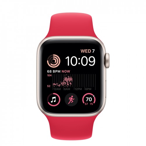 Apple Watch SE (2022) 40mm, Starlight Aluminum Case with Sport Band - Red