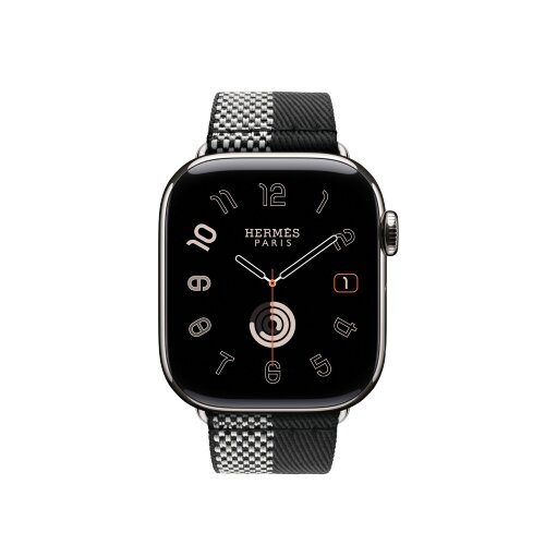 Ремешок Hermes для Apple Watch 42mm Toile H Double Jeu - Черный/Белый (Noir/Ecru)