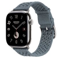 Apple Watch Hermes Series 11 46mm, ремешок из текстильного трикотажа сине-серый