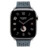 Apple Watch Hermes Series 11 46mm, ремешок из текстильного трикотажа сине-серый