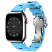 Apple Watch Hermes Series 9 41mm, спортивный ремешок Kilim голубого цвета