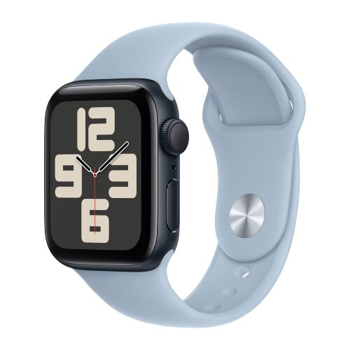 Apple Watch SE (2023) 44mm, Midnight Aluminum Case with Sport Band - Light Blue (Голубой)