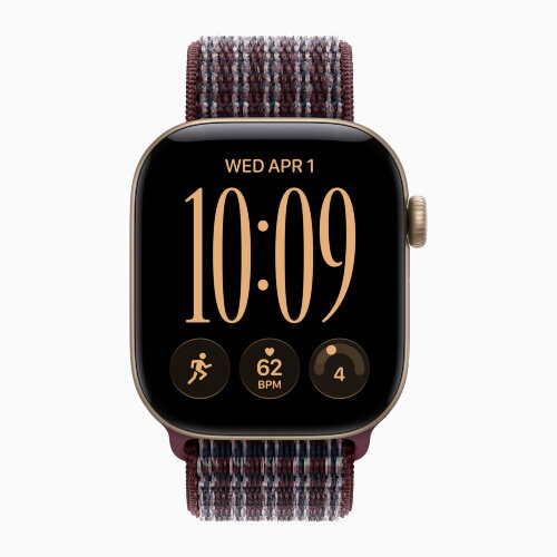 Apple Watch Series 12 46mm, Light Gold Aluminum Case with Sport Loop - Burgundy Plaid