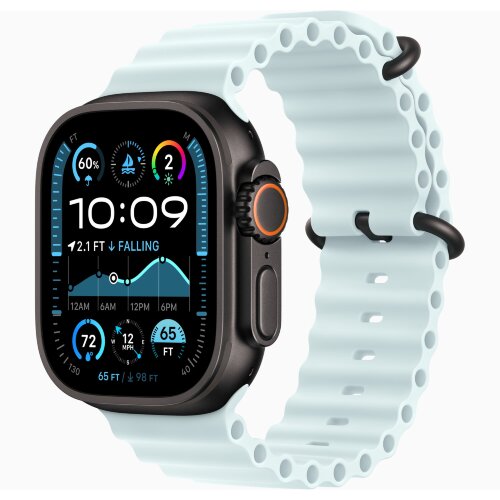 Apple Watch Ultra 2 49mm Black Titanium Case with Ice Blue Ocean Band