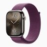Apple Watch Series 10 46mm, Natural Titanium Case with Sport Loop - Plum