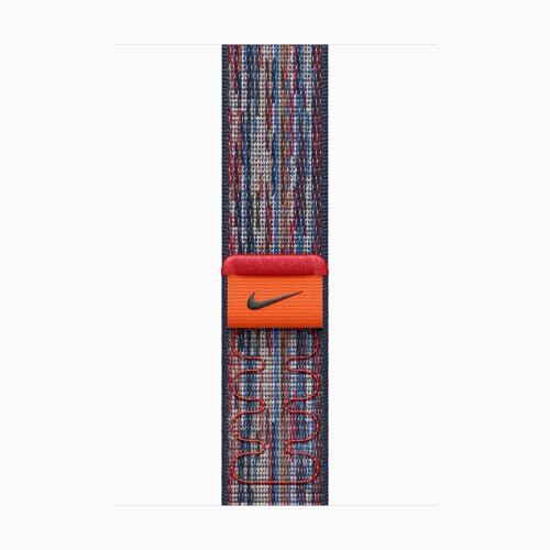 Apple Watch Series 10 42mm, Rose Gold Aluminum Case with Nike Sport Loop - Blue/Red
