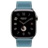 Apple Watch Hermes Series 10 46mm,  ремешок классический кожаный голубого цвета