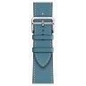 Apple Watch Hermes Series 10 46mm,  ремешок классический кожаный голубого цвета