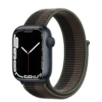 Apple Watch Series 7 41 мм, из алюминия «Тёмная ночь», спортивный браслет «Сумрачный торнадо/серый»