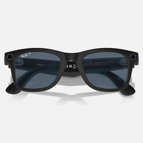 Ray-Ban Meta Wayfarer (Матовая черная оправа, линзы пыльно-голубые, Polarized) L