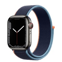 Apple Watch Series 7 41 мм, Сталь графитового цвета, спортивный браслет «Тёмный ультрамарин»
