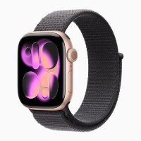 Apple Watch Series 11 42mm, Rose Gold Aluminum Case with Sport Loop - Dark Gray