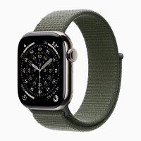 Apple Watch Series 11 42mm, Natural Titanium Case with Sport Loop - Forest