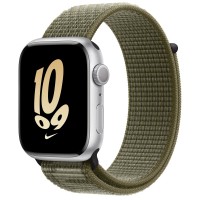 Apple Watch Series 8 Nike 45mm, Silver Aluminum Case with Sport Loop - Sequoia/Pure Platinum