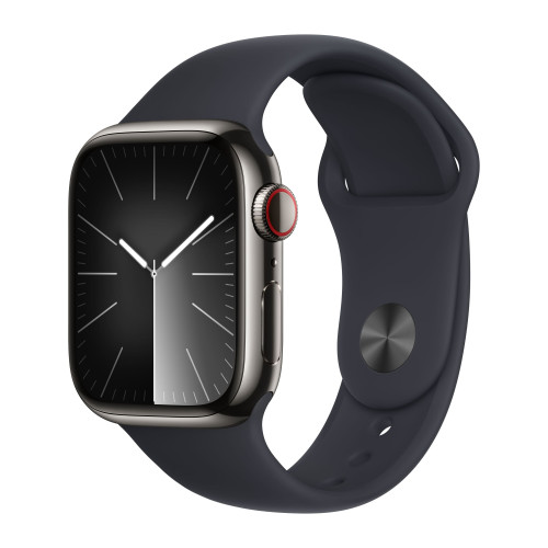Apple Watch Series 9 45mm, Graphite Stainless Steel Case with Sport Band - Midnight