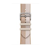 Ремешок Hermes для Apple Watch 46mm Toile H Double Jeu - Коричневый/Бежевый (Ecru/Ecru)