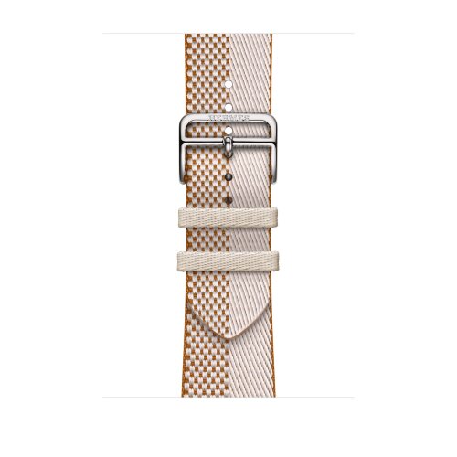 Ремешок Hermes для Apple Watch 46mm Toile H Double Jeu - Коричневый/Бежевый (Ecru/Ecru)