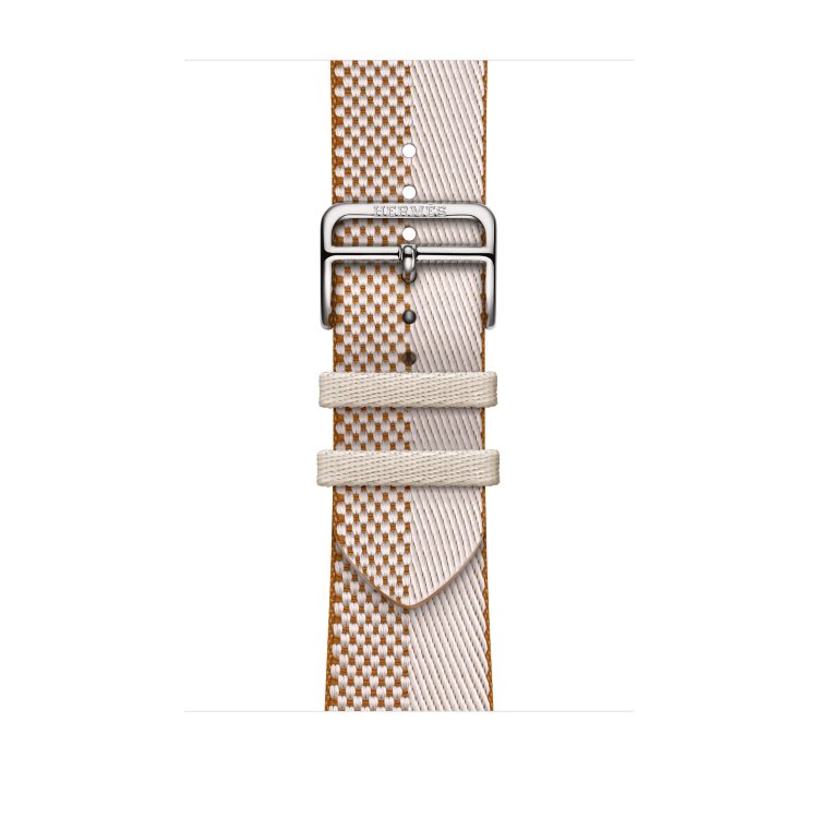 Ремешок Hermes для Apple Watch 46mm Toile H Double Jeu - Коричневый/Бежевый (Ecru/Ecru)