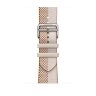 Ремешок Hermes для Apple Watch 46mm Toile H Double Jeu - Коричневый/Бежевый (Ecru/Ecru)