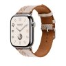 Ремешок Hermes для Apple Watch 46mm Toile H Double Jeu - Коричневый/Бежевый (Ecru/Ecru)