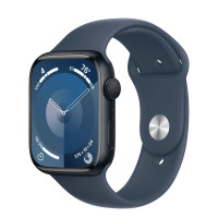 Apple Watch Series 9 45mm, Midnight Aluminum Case with Sport Band - Storm Blue