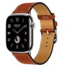 Apple Watch Hermes Series 11 46mm, классический кожаный красно-коричневый ремешок