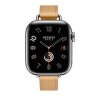 Apple Watch Hermes Series 12 42mm, тонкий кожаный ремешок песочный