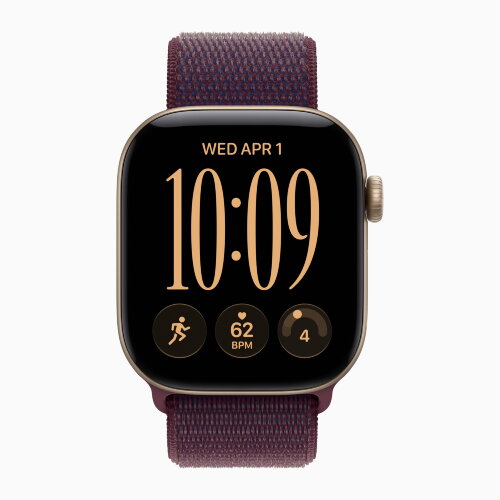 Apple Watch Series 12 46mm, Light Gold Aluminum Case with Sport Loop - Burgundy