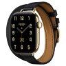 Apple Watch Hermès Series 12 42mm, Radiant Gold Titanium, ремешок Double Tour Attelage черный (Noir)