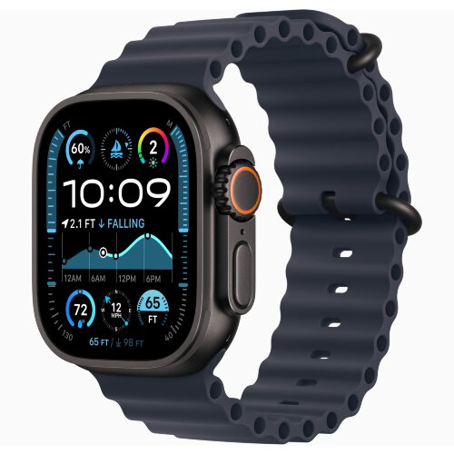 Apple Watch Ultra 2 49mm Black Titanium Case with Navy Ocean Band