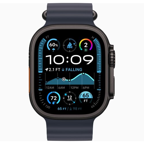 Apple Watch Ultra 2 49mm Black Titanium Case with Navy Ocean Band