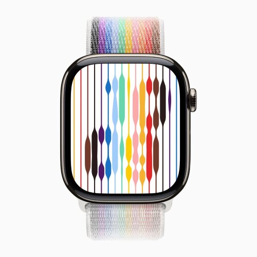 Apple Watch Series 10 46mm, Natural Titanium Case with Sport Loop - Pride Edition