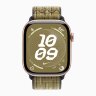 Apple Watch Series 10 42mm, Rose Gold Aluminum Case with Nike Sport Loop - Green/Grey