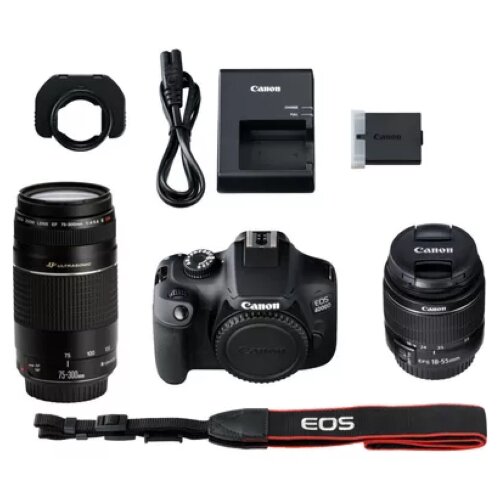 Canon EOS 4000D Camera + EF-S 18-55mm III Lens + EF-S 75-300mm III Lens Kit
