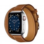 Apple Watch Series 6 Hermes 40mm, ремешок Double Tour из кожи Barenia цвета Fauve