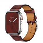 Apple Watch Series 7 Hermes 41 мм, кожаный красный ремешок с черным узором