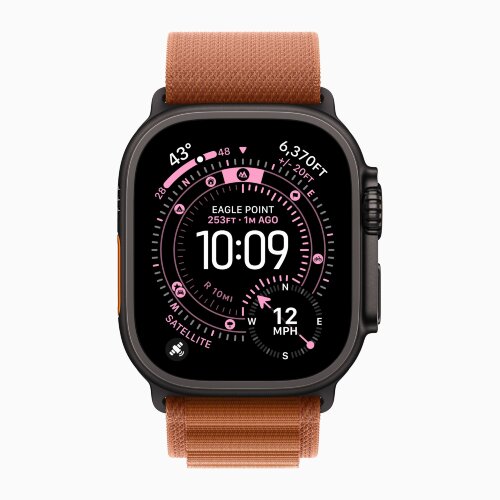 Apple Watch Ultra 3 49mm Black Titanium Case with Terra Cotta Alpine Loop (L)