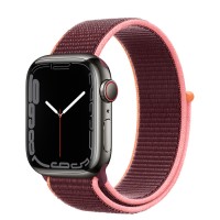 Apple Watch Series 7 41 мм, Сталь графитового цвета, спортивный браслет Сливовый