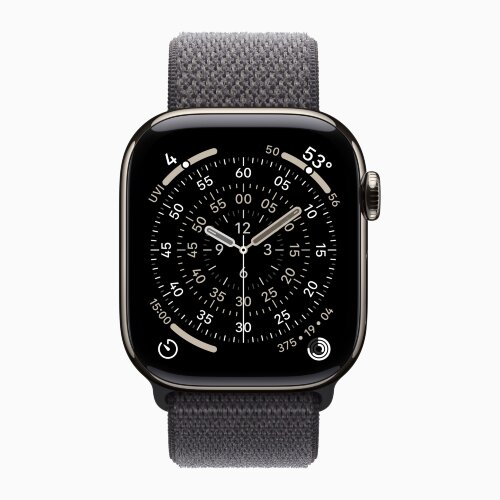 Apple Watch Series 11 42mm, Natural Titanium Case with Sport Loop - Dark Gray