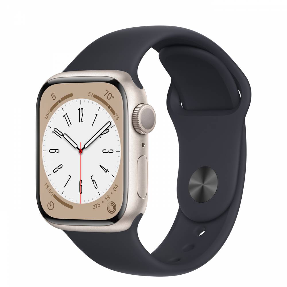 Купить Apple Watch 8 Aluminum Starlight 41mm Midnight band в Москве цена