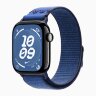 Apple Watch Series 11 46mm, Jet Black Aluminum Case with Nike Sport Loop - Blue Ribbon
