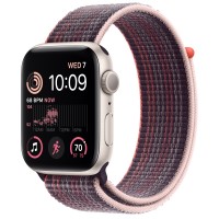Apple Watch SE (2022) 44mm, Starlight Aluminum Case with Sport Loop - Elderberry
