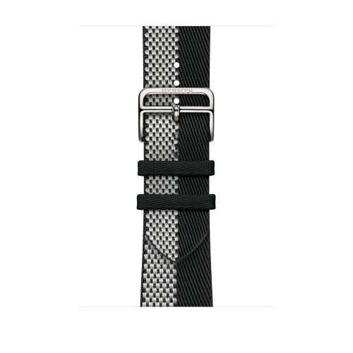 Ремешок Hermes для Apple Watch 46mm Toile H Double Jeu - Черный/Белый (Noir/Ecru)