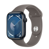 Apple Watch Series 9 45mm, Midnight Aluminum Case with Sport Band - Clay