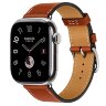Apple Watch Hermes Series 11 42mm, классический кожаный красно-коричневый ремешок