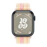 Apple Watch Series 9 41mm, Midnight Aluminum Case with Nike Sport Loop - Starlight/Pink